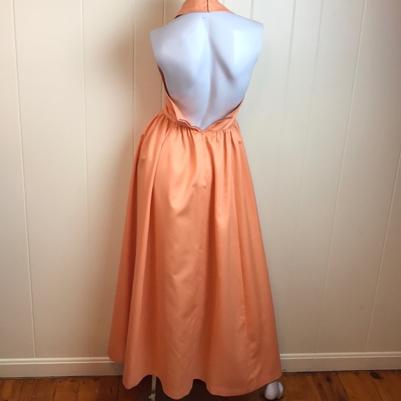 Vintage 60s/70s Orange Rockabilly Halter Dress - Picture 2 of 7